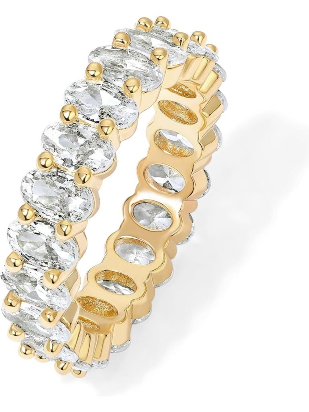 14K Gold Plated Eternity Ring - Stunning CZ Wedding Band for Women, Statement